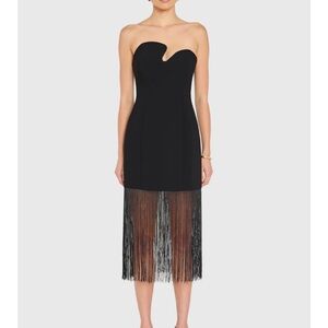 Amanda Uprichard Black Puzzle Dress with Fringe
